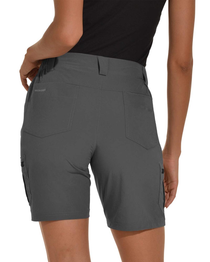 VAYAGER Women's Hiking Cargo Shorts Quick Dry Lightweight Stretch Shorts Golf Fishing Outdoor Casual Shorts Grey X-Large - Image 3